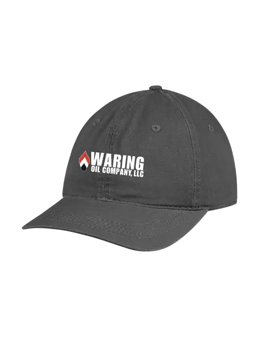 Garment Washed Unstructured Twill Charcoal Cap w/Waring Oil Logo