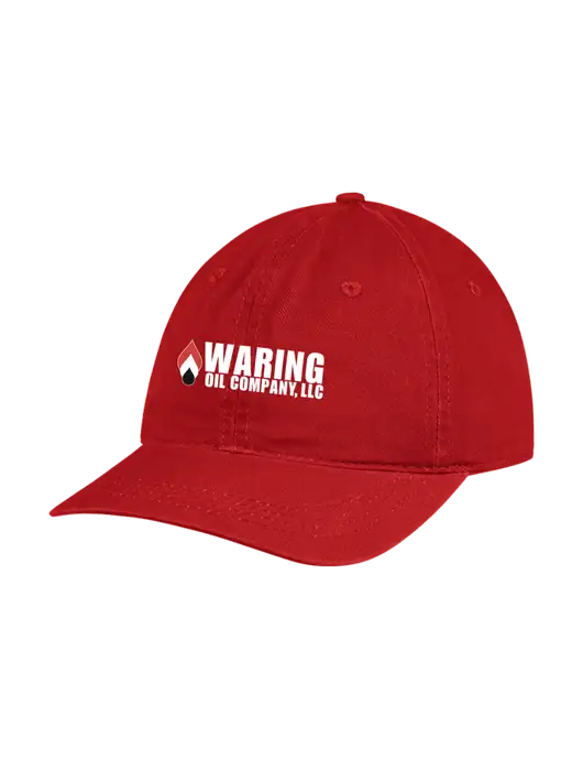 Garment Washed Unstructured Twill Red Cap w/Waring Oil Logo