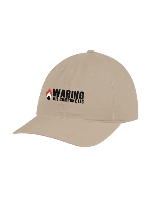 Garment Washed Unstructured Twill Tan Cap w/Waring Oil Logo