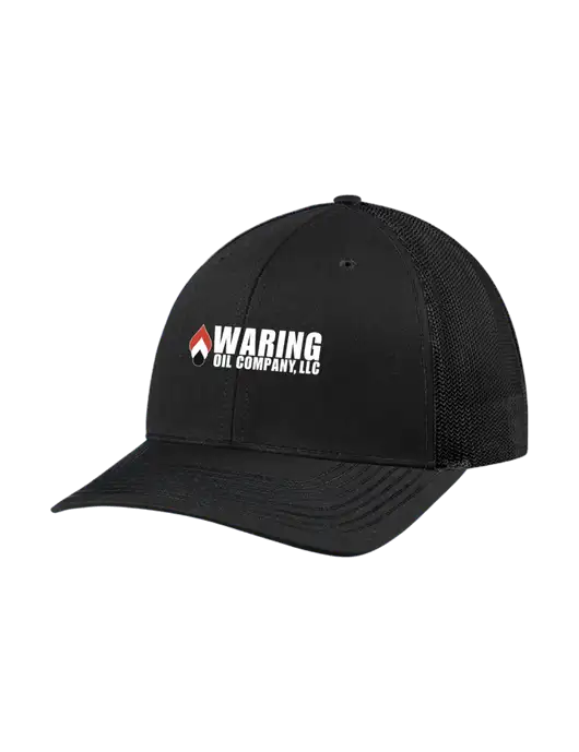 Richardson Adjustable Snapback Original 112 Trucker Cap Black w/Black Mesh w/Waring Oil Logo