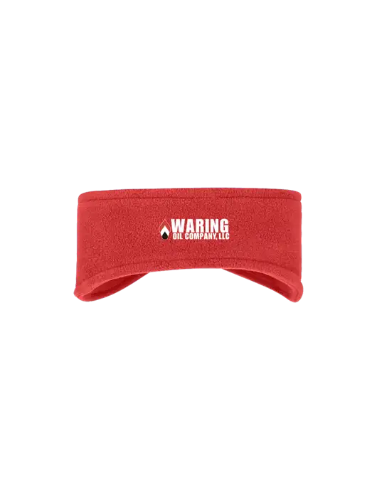 Red Stretch Fleece Headband w/Waring Oil Logo