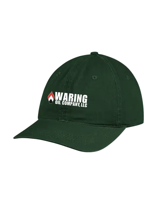 Garment Washed Unstructured Twill Dark Green Cap w/Waring Oil Logo