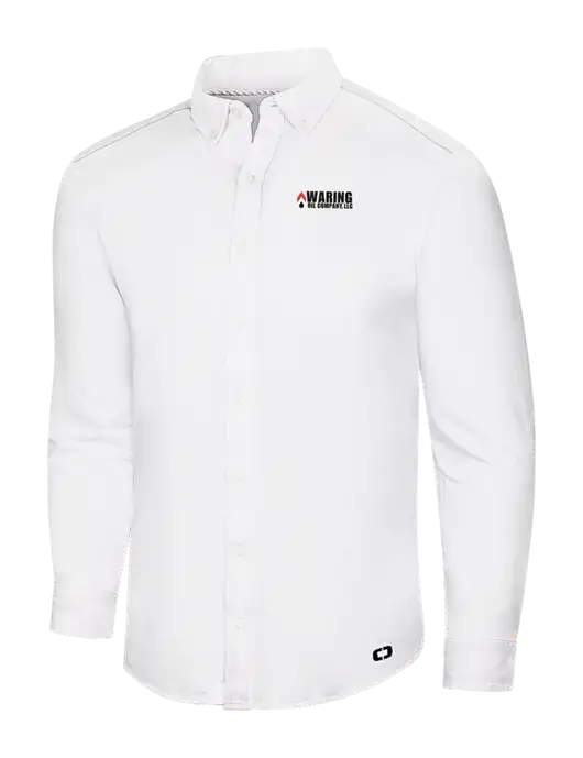 OGIO Bright White Modern Code Stretch Button-Up Shirt w/Waring Oil Logo
