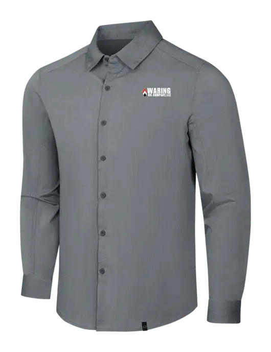 OGIO Medium Grey Heather Commuter Woven Shirt w/Waring Oil Logo