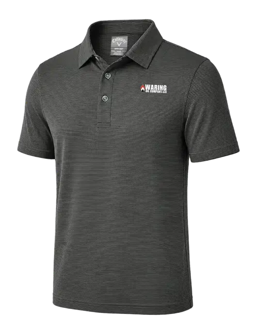 Callaway Black Fine Line Stripe Polo w/Waring Oil Logo