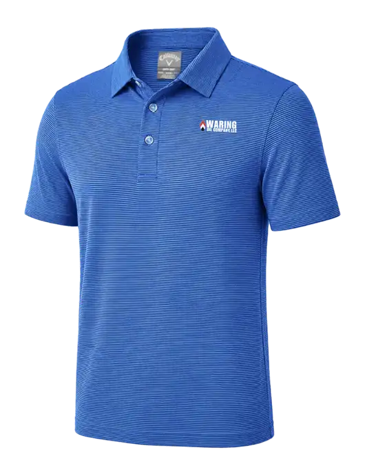 Callaway Royal Blue Fine Line Stripe Polo w/Waring Oil Logo