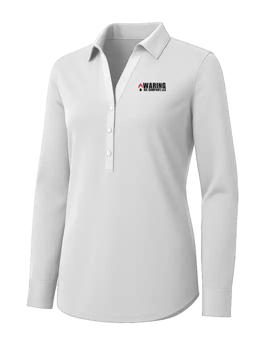 Womens White City Stretch Shirt w/Waring Oil Logo