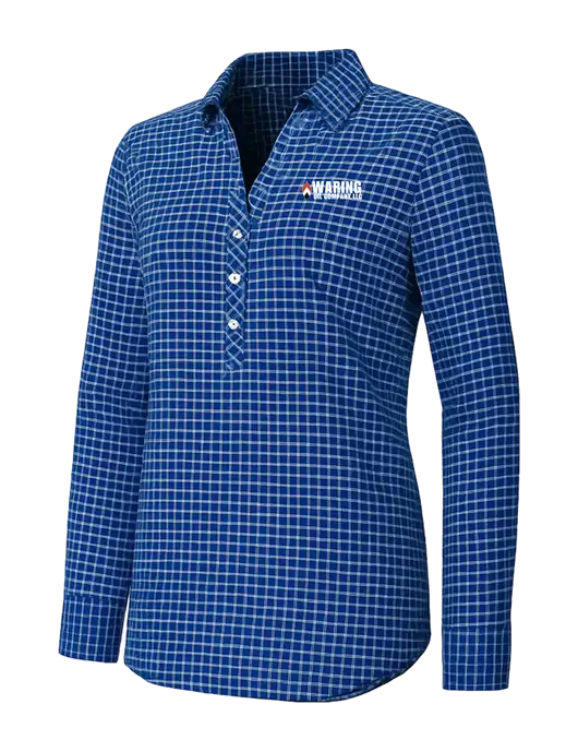 Womens Navy/White City Stretch Shirt w/Waring Oil Logo