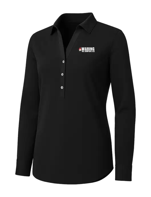 Womens Black City Stretch Shirt w/Waring Oil Logo