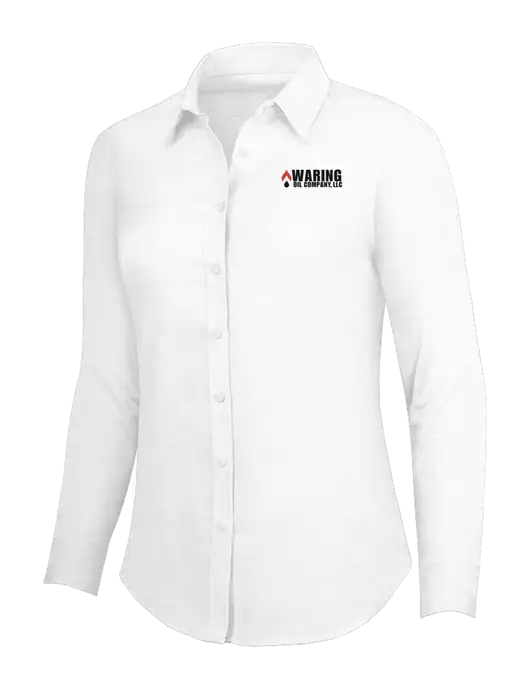 White Womens SuperPro Oxford Shirt w/Waring Oil Logo