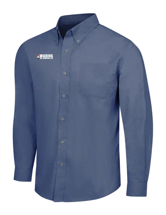 Light Navy Crosshatch Easy Care Shirt w/Waring Oil Logo