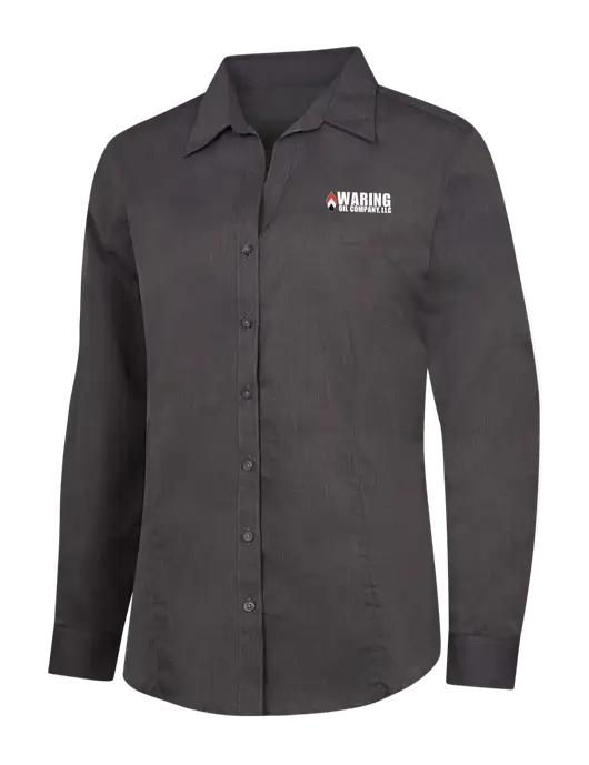 Womens Soft Black Crosshatch Easy Care Shirt w/Waring Oil Logo