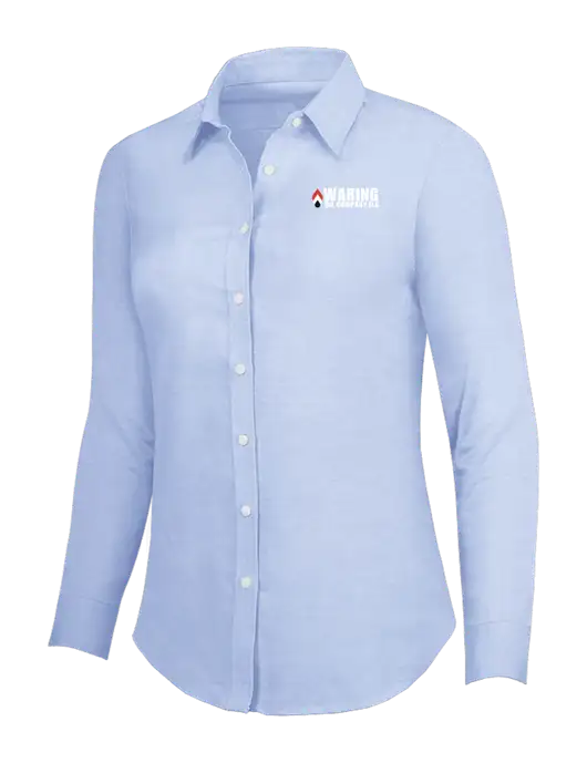 Light Blue Womens SuperPro Oxford Shirt w/Waring Oil Logo