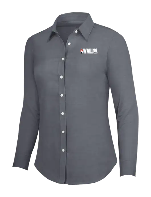 Dark Grey Womens SuperPro Oxford Shirt w/Waring Oil Logo