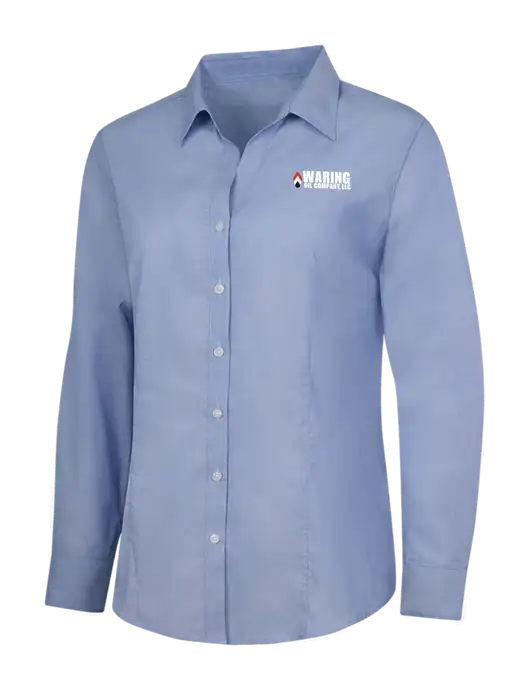 Light Slate Blue Womens Crosshatch Easy Care Shirt w/Waring Oil Logo