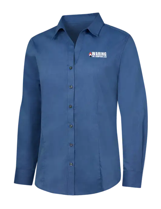 Light Navy Womens Crosshatch Easy Care Shirt w/Waring Oil Logo