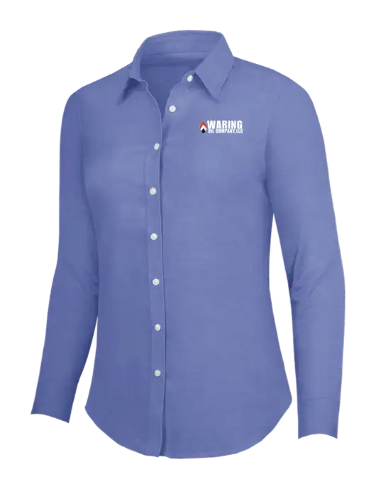Navy Womens SuperPro Oxford Shirt w/Waring Oil Logo