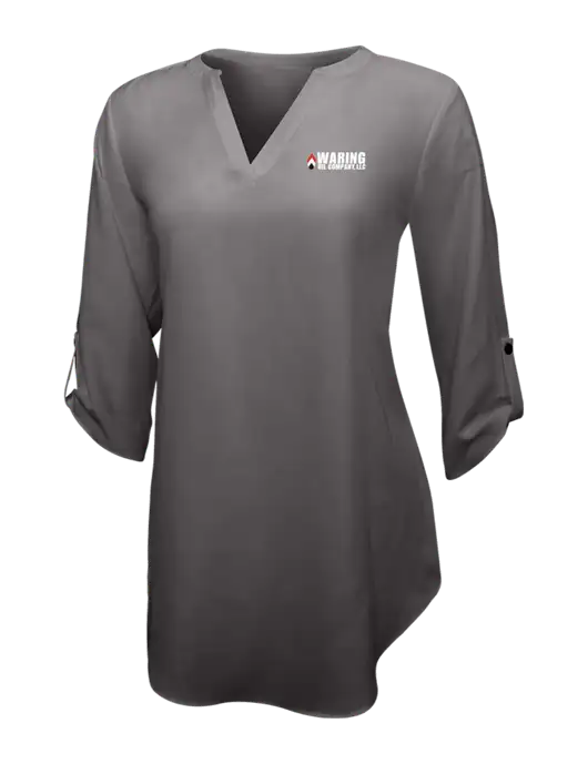 Dark Grey Womens 3/4 Sleeve Tunic Blouse w/Waring Oil Logo