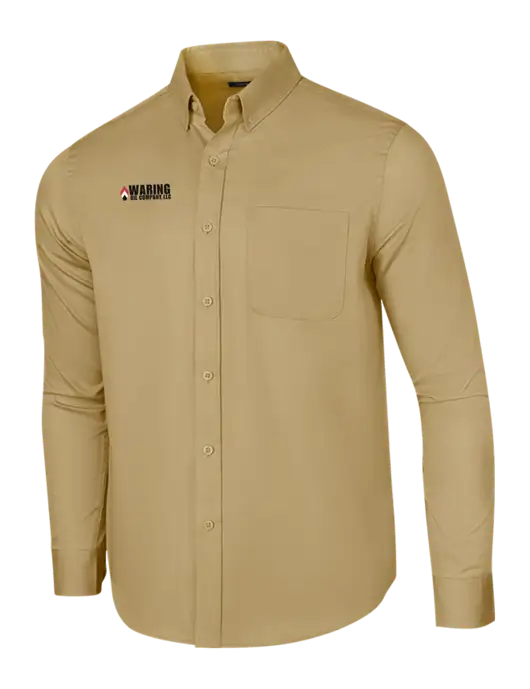 Long Sleeve Dark Tan Superpro React Twill Shirt w/Waring Oil Logo
