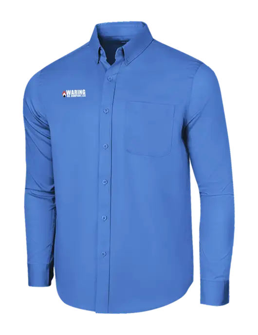 Long Sleeve Dark Carolina Blue Superpro React Twill Shirt w/Waring Oil Logo