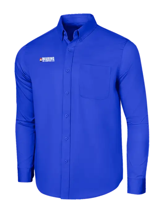 Long Sleeve Dark Royal Superpro React Twill Shirt w/Waring Oil Logo