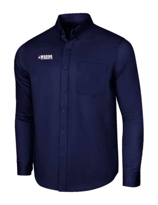 Long Sleeve Navy Superpro React Twill Shirt w/Waring Oil Logo