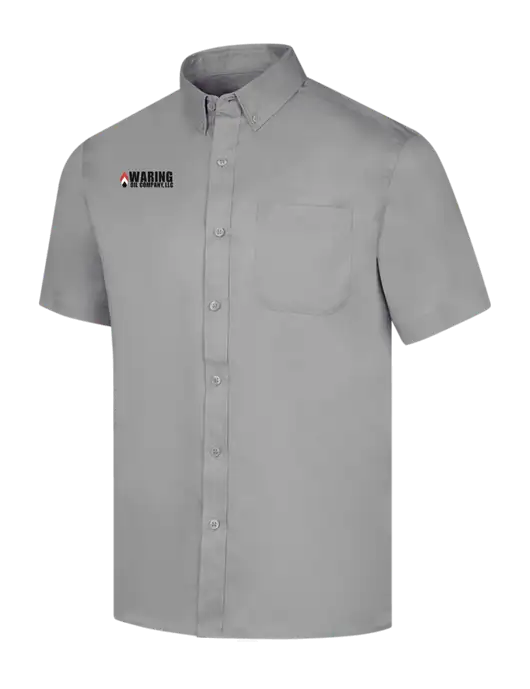 Short Sleeve Light Grey Superpro React Twill Shirt w/Waring Oil Logo