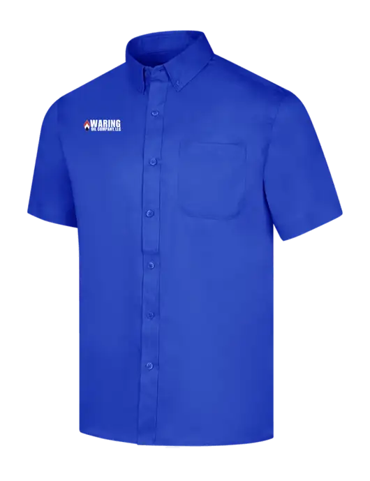 Short Sleeve Dark Royal Superpro React Twill Shirt w/Waring Oil Logo
