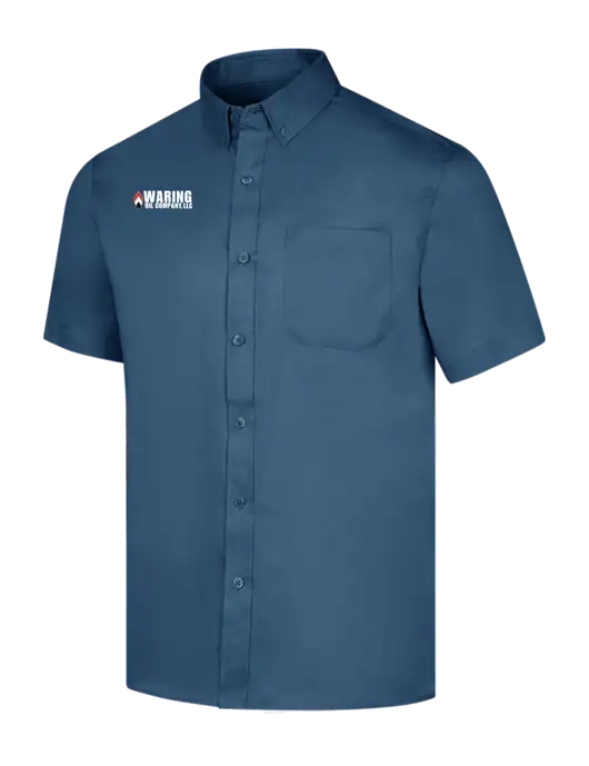 Short Sleeve Light Navy Superpro React Twill Shirt w/Waring Oil Logo