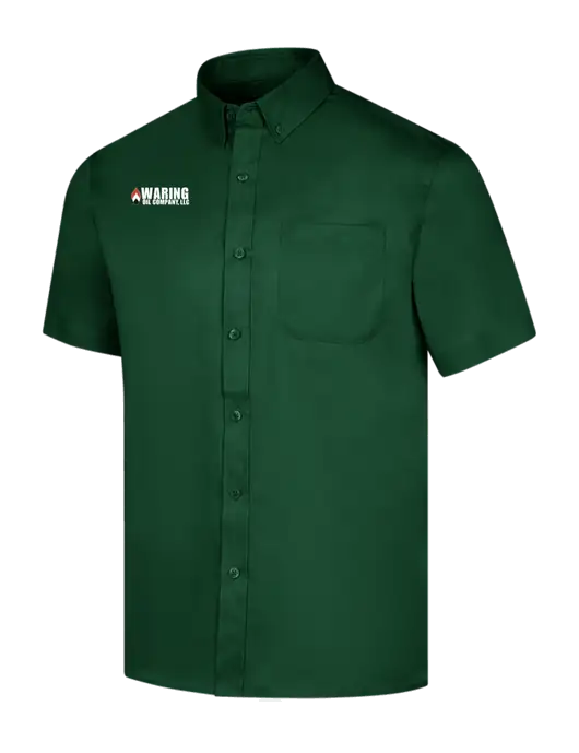 Short Sleeve Dark Green Superpro React Twill Shirt w/Waring Oil Logo