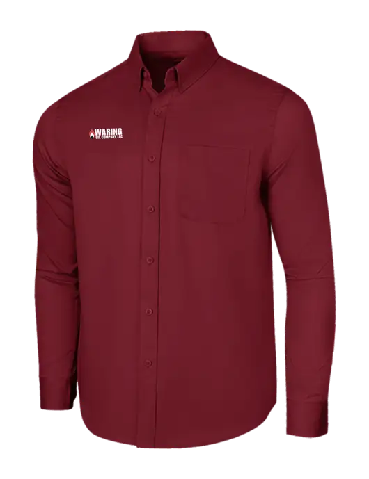 Long Sleeve Maroon Superpro React Twill Shirt w/Waring Oil Logo