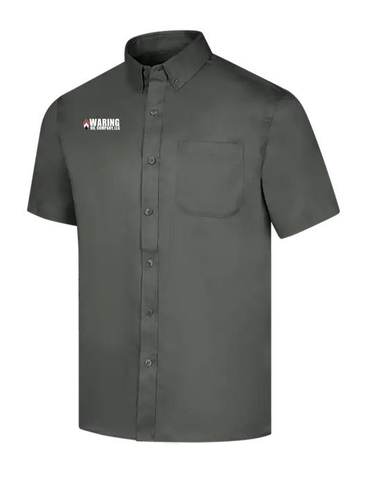 Short Sleeve Dark Grey Superpro React Twill Shirt w/Waring Oil Logo