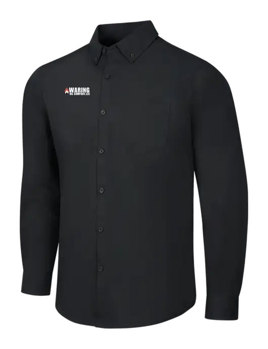 Black Long Sleeve Carefree Poplin Shirt w/Waring Oil Logo