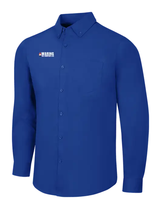 Dark Royal Long Sleeve Carefree Poplin Shirt w/Waring Oil Logo