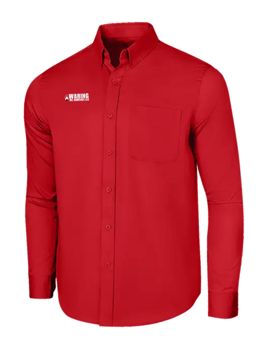 Long Sleeve Red Superpro React Twill Shirt w/Waring Oil Logo