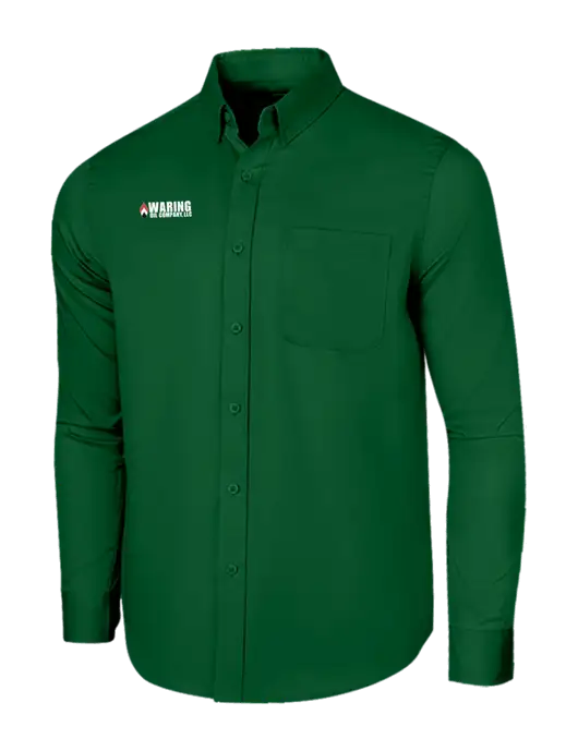 Long Sleeve Dark Green Superpro React Twill Shirt w/Waring Oil Logo
