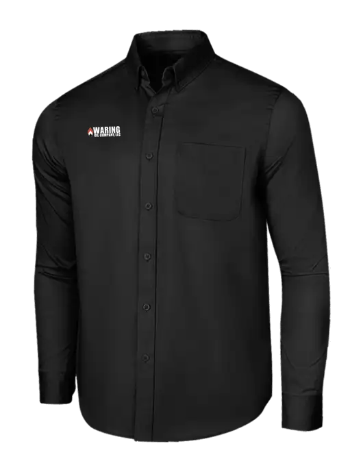 Long Sleeve Deep Black Superpro React Twill Shirt w/Waring Oil Logo
