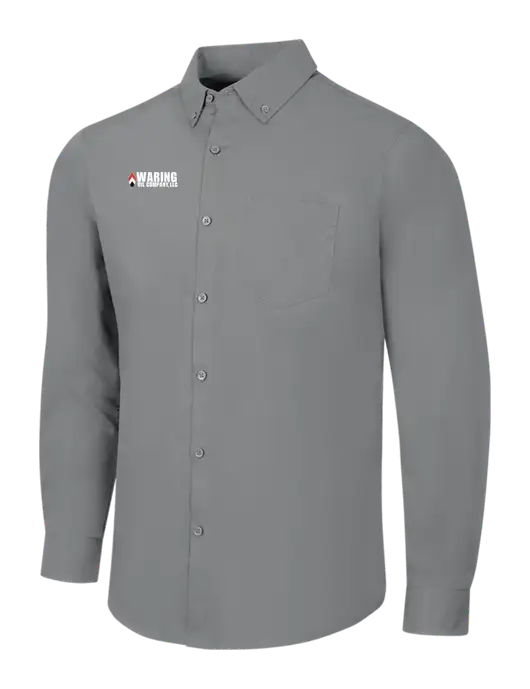 Medium Grey Long Sleeve Carefree Poplin Shirt w/Waring Oil Logo