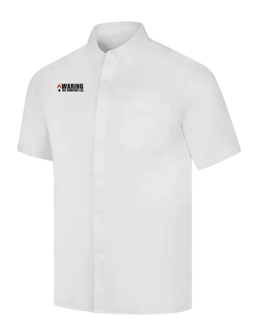 Short Sleeve White Superpro React Twill Shirt w/Waring Oil Logo