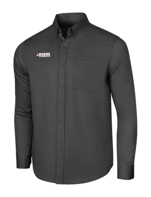 Long Sleeve Dark Grey Superpro React Twill Shirt w/Waring Oil Logo