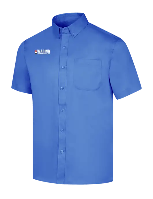 Short Sleeve Dark Carolina Blue Superpro React Twill Shirt w/Waring Oil Logo