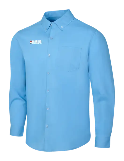 Carolina Blue Long Sleeve Carefree Poplin Shirt w/Waring Oil Logo