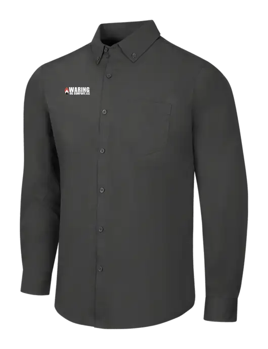 Dark Grey Long Sleeve Carefree Poplin Shirt w/Waring Oil Logo