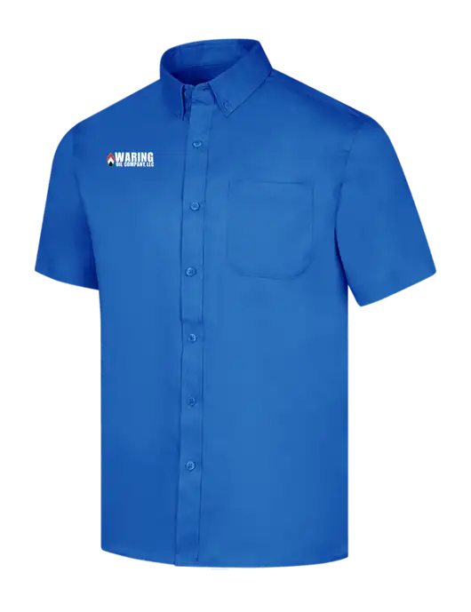 Short Sleeve Royal Blue Superpro React Twill Shirt w/Waring Oil Logo