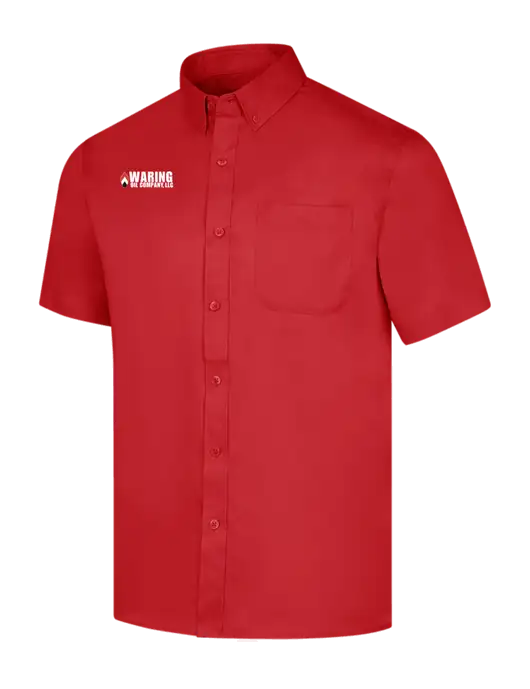 Short Sleeve Red Superpro React Twill Shirt w/Waring Oil Logo