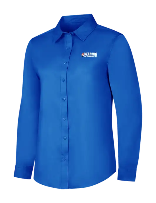 Womens Long Sleeve Royal Blue Superpro React Twill Shirt w/Waring Oil Logo