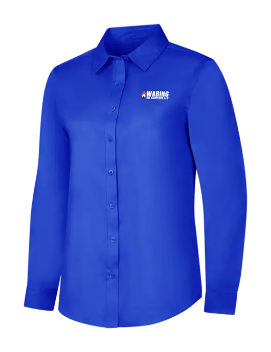 Womens Long Sleeve Dark Royal Superpro React Twill Shirt w/Waring Oil Logo
