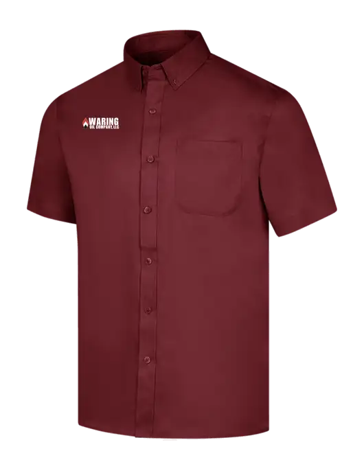 Short Sleeve Maroon Superpro React Twill Shirt w/Waring Oil Logo