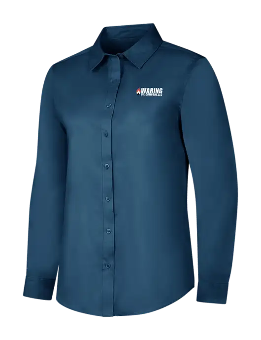 Light Navy Womens Long Sleeve Superpro React Twill Shirt w/Waring Oil Logo