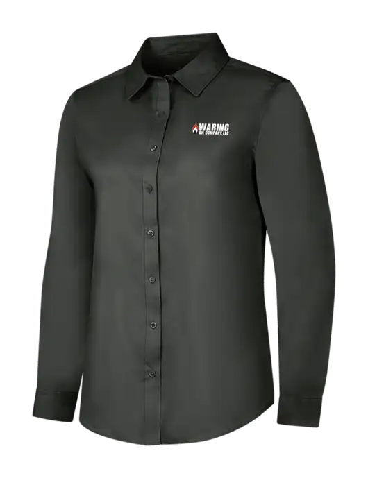 Dark Grey Womens Long Sleeve Superpro React Twill Shirt w/Waring Oil Logo
